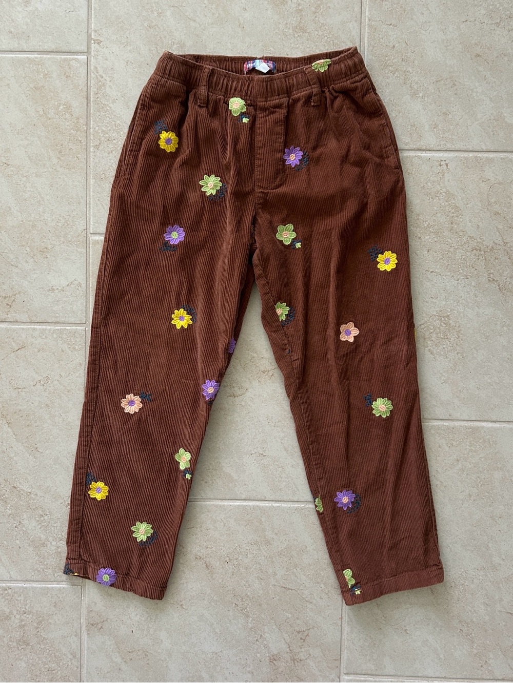 Urban Outfitters Floral Embroidered Corduroy Trousers